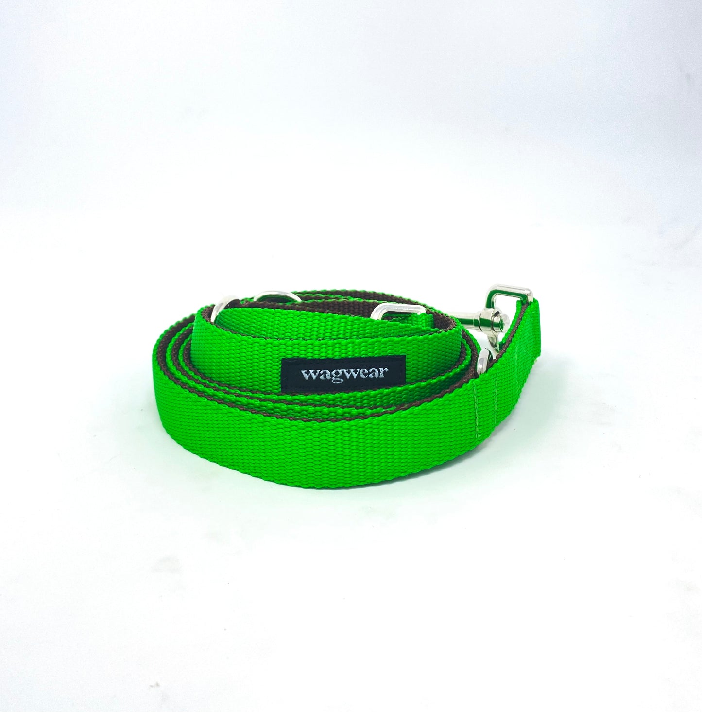 nylon metro leash in neon green and brown