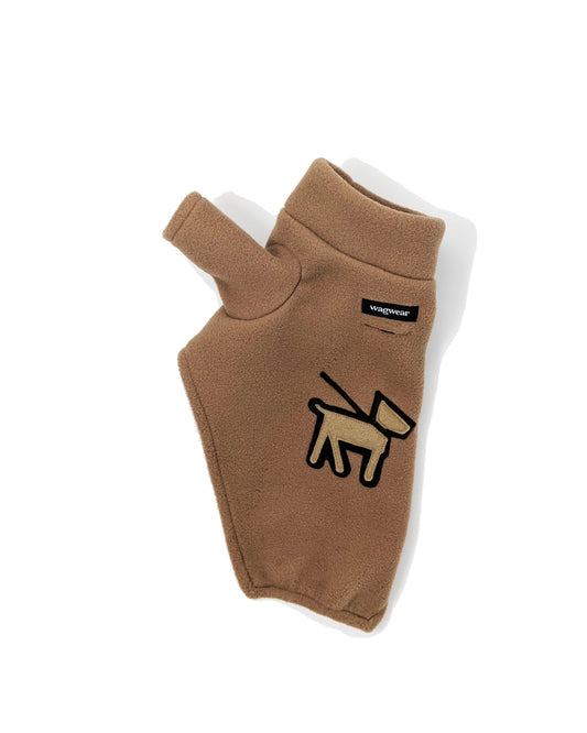 fleece turtleneck sweater in beige