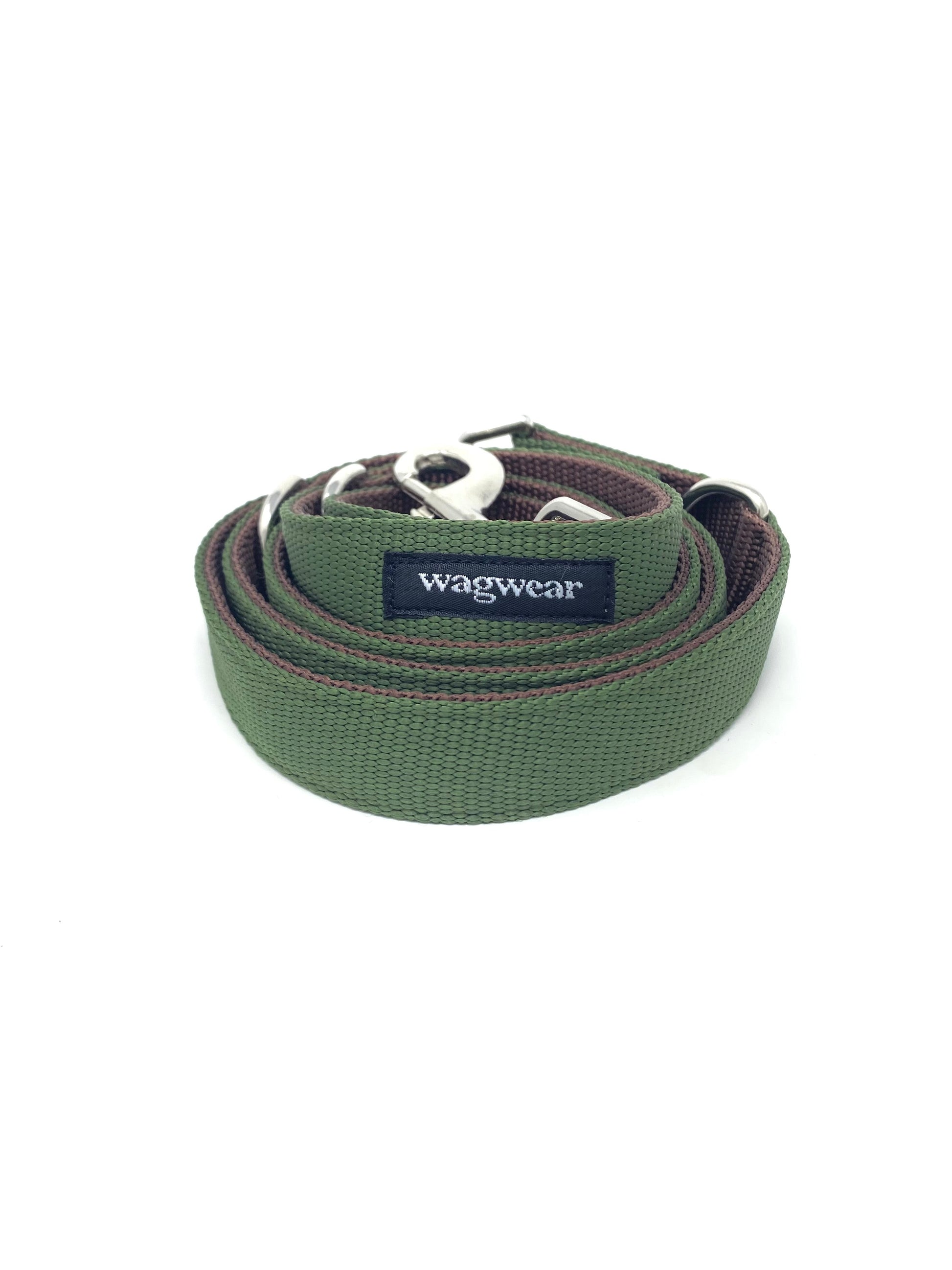 nylon metro leash in olive