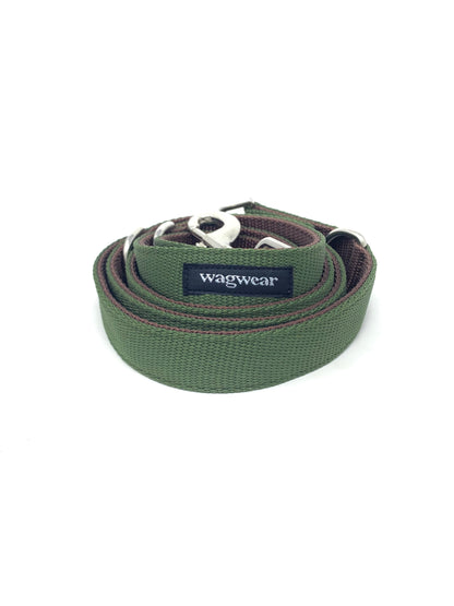 nylon metro leash in olive